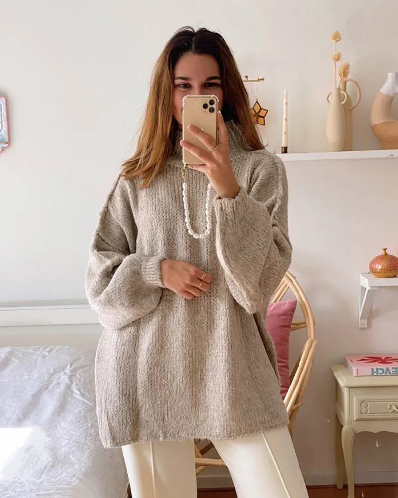 Pull Vintage à Manches sulfet Col Rond pour Femme